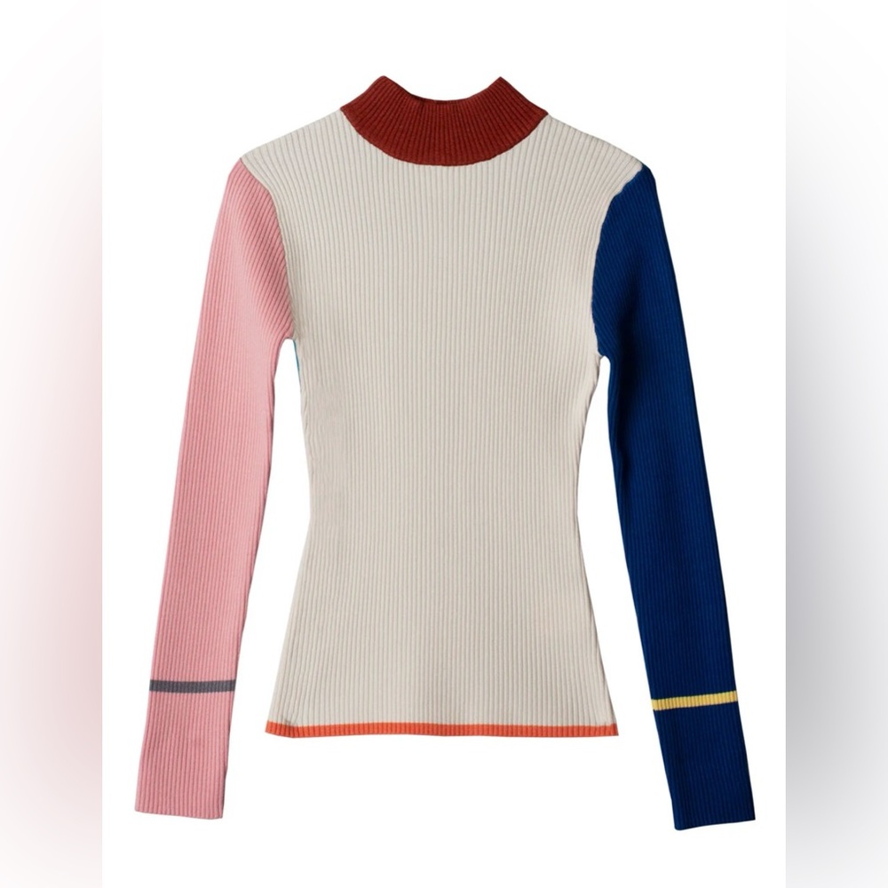 FIND ME NOW MALIBU BLUE KNIT BODHI TOP Color-block size S